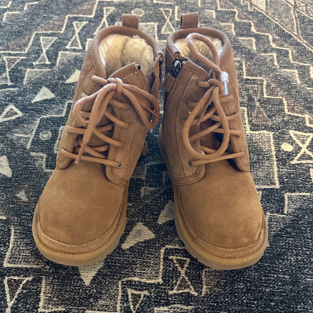 UGG Tan Neumel Kids Boots with Cozy Lining